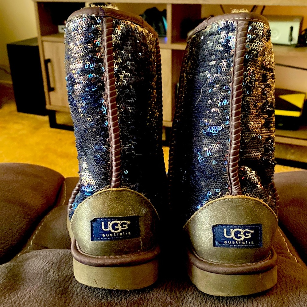 Blue color changing sequin UGG’s
